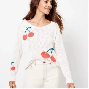 Lou & Grey XL Cream Sweater with Cherry design